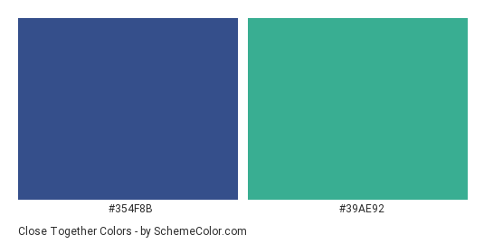 Close Together - Color scheme palette thumbnail - #354F8B #39AE92 
