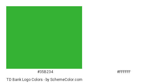 TD Bank Logo - Color scheme palette thumbnail - #35b234 #ffffff 