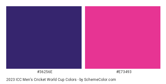 2023 ICC Men’s Cricket World Cup - Color scheme palette thumbnail - #36256e #e73493 