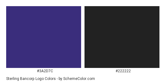 Sterling Bancorp Logo - Color scheme palette thumbnail - #3a2d7c #222222 