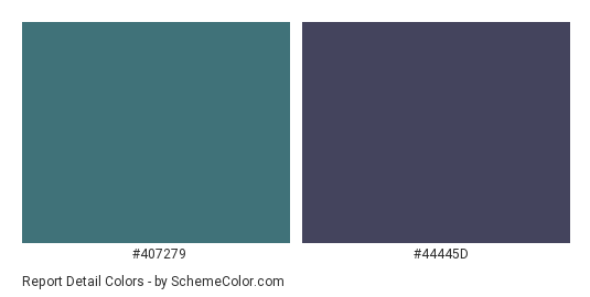 Report Detail - Color scheme palette thumbnail - #407279 #44445d 