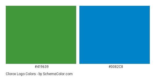 Clorox Logo - Color scheme palette thumbnail - #419639 #0082c8 