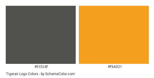 Tigerair Logo - Color scheme palette thumbnail - #51524f #f6a021 