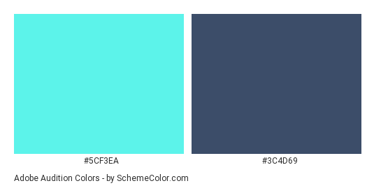 Adobe Audition - Color scheme palette thumbnail - #5cf3ea #3c4d69 