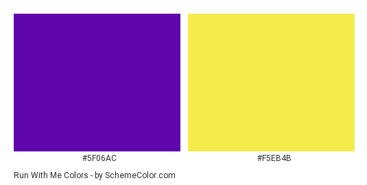 Run With Me - Color scheme palette thumbnail - #5f06ac #f5eb4b 