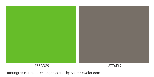 Huntington Bancshares Logo - Color scheme palette thumbnail - #66bd29 #776f67 