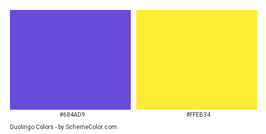 Duolingo - Color scheme palette thumbnail - #684AD9 #FFEB34 
