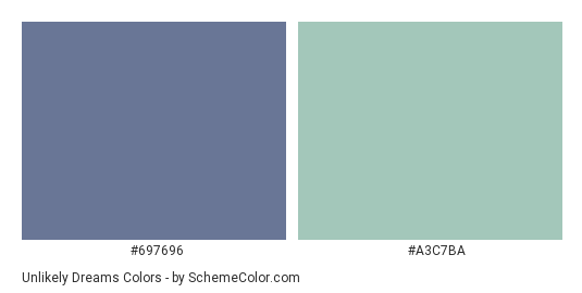 Unlikely Dreams - Color scheme palette thumbnail - #697696 #A3C7BA 