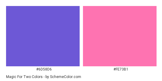 Magic for Two - Color scheme palette thumbnail - #6d58d6 #fe73b1 