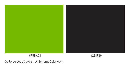 GeForce Logo - Color scheme palette thumbnail - #75ba01 #231f20 