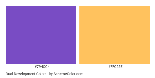 Dual Development - Color scheme palette thumbnail - #794cc4 #ffc25e 