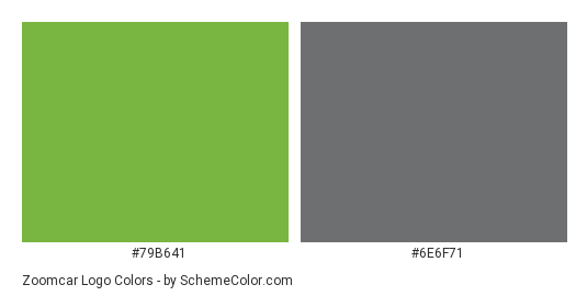 Zoomcar Logo - Color scheme palette thumbnail - #79b641 #6e6f71 
