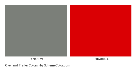 Overland Trailer - Color scheme palette thumbnail - #7B7F79 #DA0004 