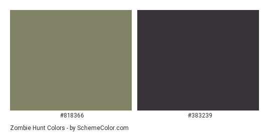 Zombie Hunt - Color scheme palette thumbnail - #818366 #383239 