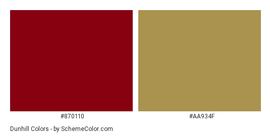 Dunhill - Color scheme palette thumbnail - #870110 #aa934f 
