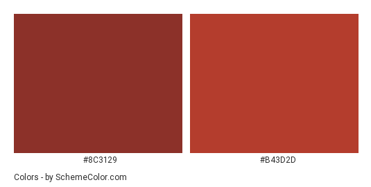 Red Fire Hair - Color scheme palette thumbnail - #8c3129 #b43d2d 