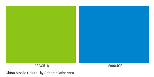 China Mobile - Color scheme palette thumbnail - #8cc518 #0084ce 