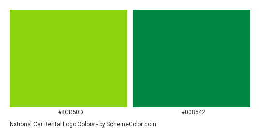 National Car Rental Logo - Color scheme palette thumbnail - #8cd50d #008542 
