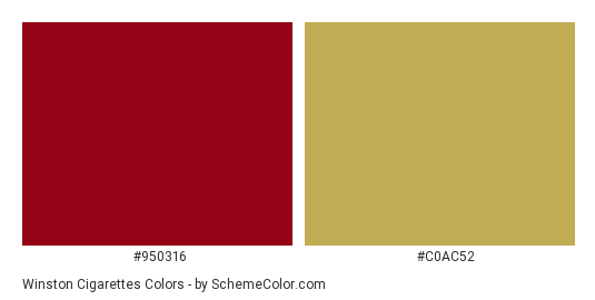 Winston Cigarettes - Color scheme palette thumbnail - #950316 #c0ac52 