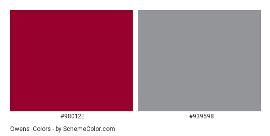 Owens & Minor Logo - Color scheme palette thumbnail - #98012e #939598 