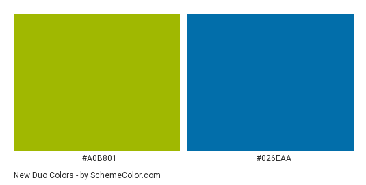 New Duo - Color scheme palette thumbnail - #A0B801 #026EAA 