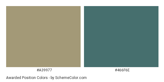 Awarded Position - Color scheme palette thumbnail - #A39977 #466F6E 