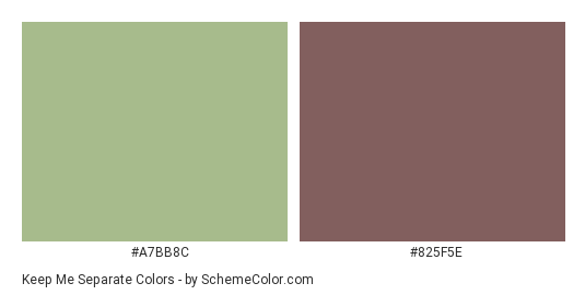 Keep Me Separate - Color scheme palette thumbnail - #A7BB8C #825F5E 