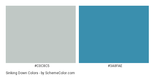 Sinking Down - Color scheme palette thumbnail - #C0C8C5 #3A8FAE 