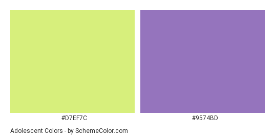 Adolescent - Color scheme palette thumbnail - #D7EF7C #9574BD 