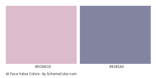 At Face Value - Color scheme palette thumbnail - #DCBBCD #8385A0 