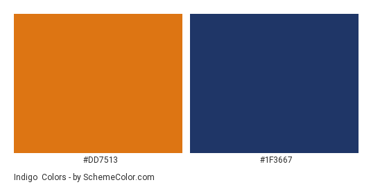 Indigo & Orange - Color scheme palette thumbnail - #DD7513 #1F3667 