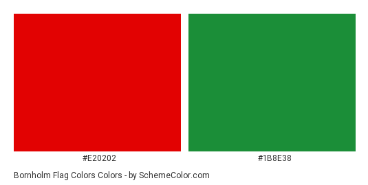 Bornholm Flag Colors - Color scheme palette thumbnail - #E20202 #1B8E38 