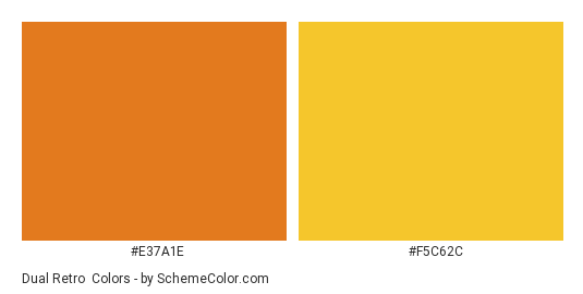 Dual Retro #2 - Color scheme palette thumbnail - #E37A1E #F5C62C 