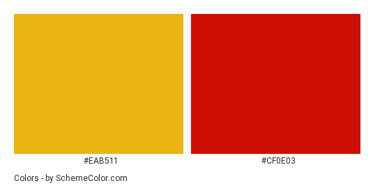 Always Safety First - Color scheme palette thumbnail - #EAB511 #CF0E03 