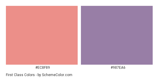 First Class - Color scheme palette thumbnail - #EC8F89 #987EA6 