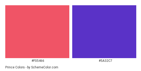 Prince - Color scheme palette thumbnail - #F05466 #5A32C7 