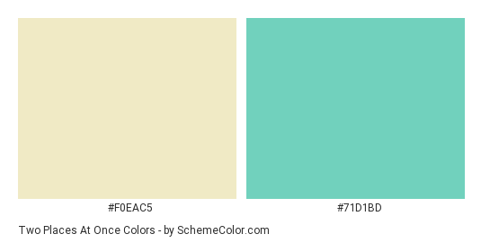 Two Places at Once - Color scheme palette thumbnail - #F0EAC5 #71D1BD 