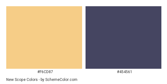 New Scope - Color scheme palette thumbnail - #F6CD87 #454561 
