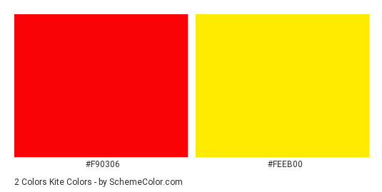 2 Colors Kite - Color scheme palette thumbnail - #F90306 #FEEB00 