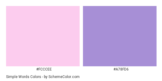Simple Words - Color scheme palette thumbnail - #FCCCEE #A78FD6 