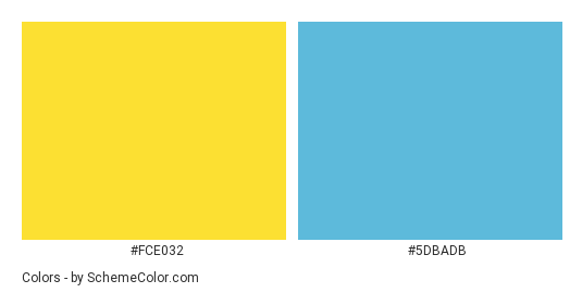 Yellow Pencil, Blue Sky - Color scheme palette thumbnail - #FCE032 #5DBADB 