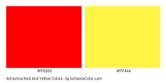 Attractive Red and Yellow - Color scheme palette thumbnail - #FF0000 #FFF444 