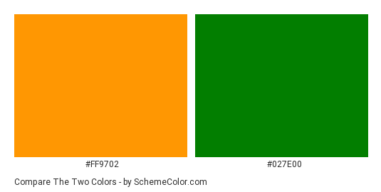 Compare the Two - Color scheme palette thumbnail - #FF9702 #027E00 