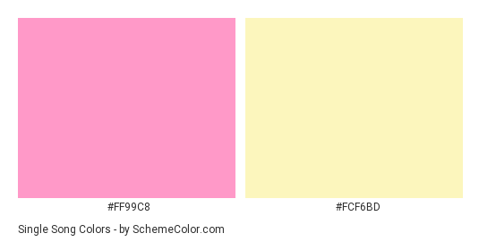 Single Song - Color scheme palette thumbnail - #FF99C8 #FCF6BD 