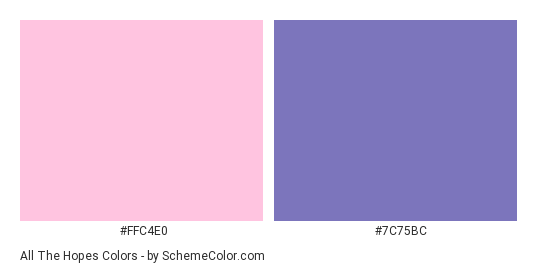 All the Hopes - Color scheme palette thumbnail - #FFC4E0 #7C75BC 