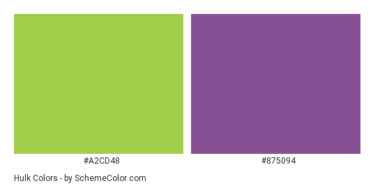 Hulk - Color scheme palette thumbnail - #a2cd48 #875094 