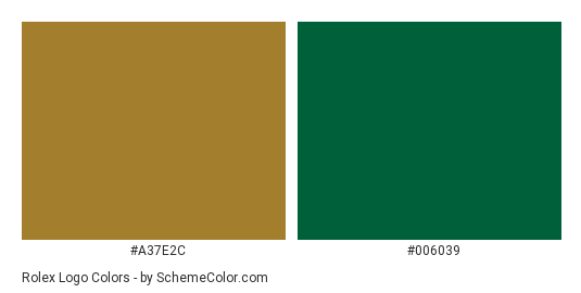 Rolex Logo - Color scheme palette thumbnail - #a37e2c #006039 