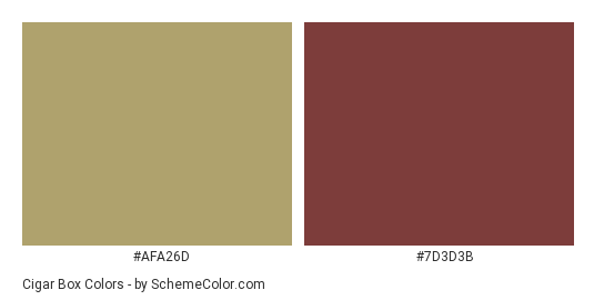 Cigar Box - Color scheme palette thumbnail - #afa26d #7d3d3b 