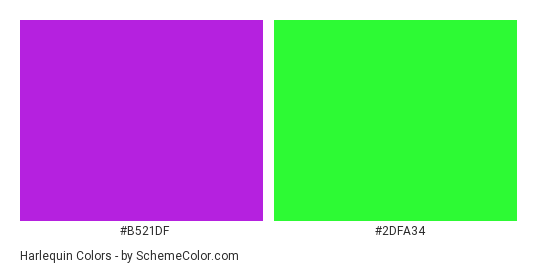 Harlequin - Color scheme palette thumbnail - #b521df #2dfa34 