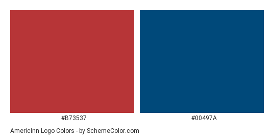 AmericInn Logo - Color scheme palette thumbnail - #b73537 #00497a 